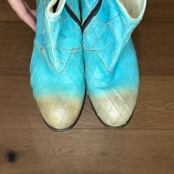 We Are…The Original Western Bootie - Taupe & Turquoise Leather - Size 39 - EUC - Picture 8 of 12